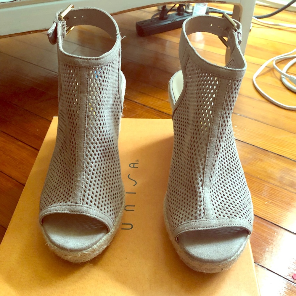 Taupe Platform Wedges